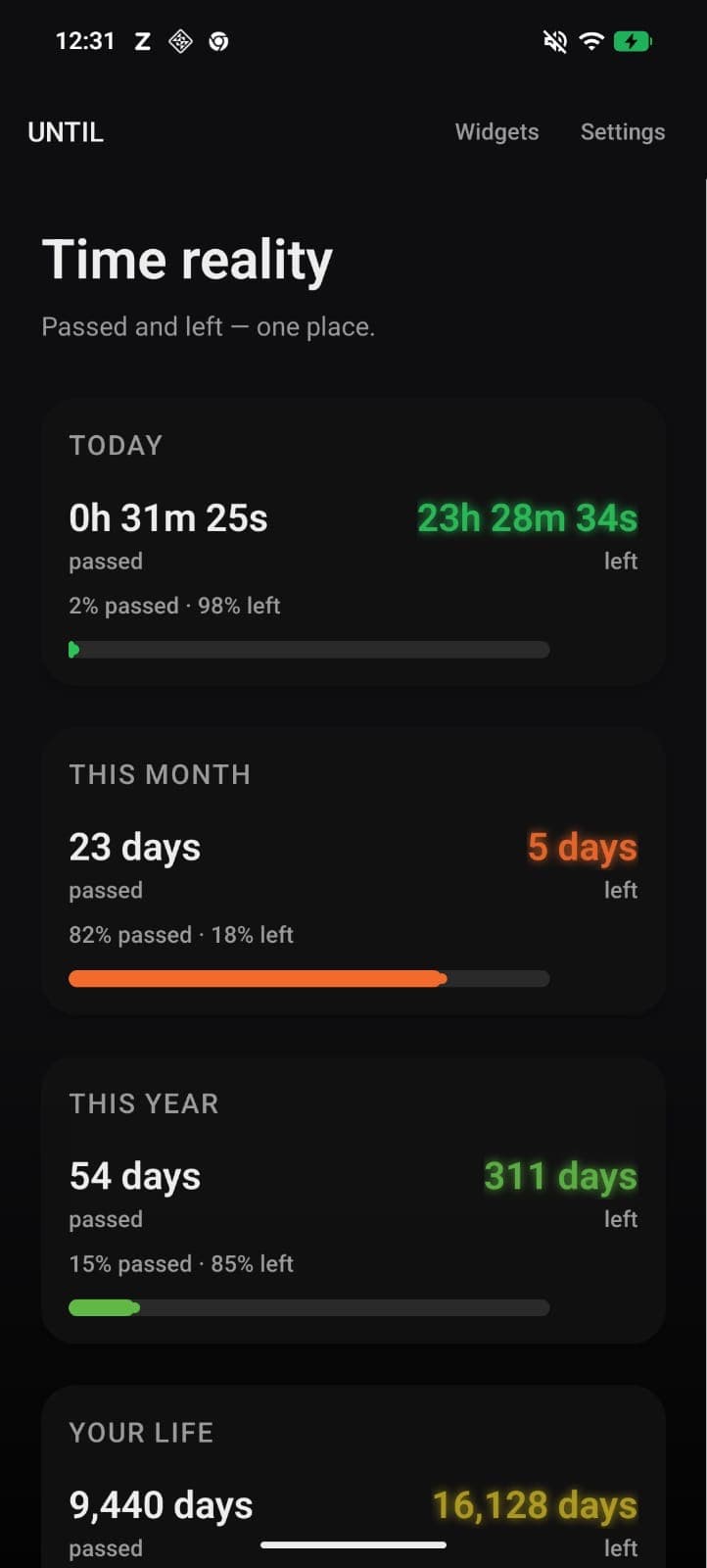 UNTIL on Android, screenshot 1