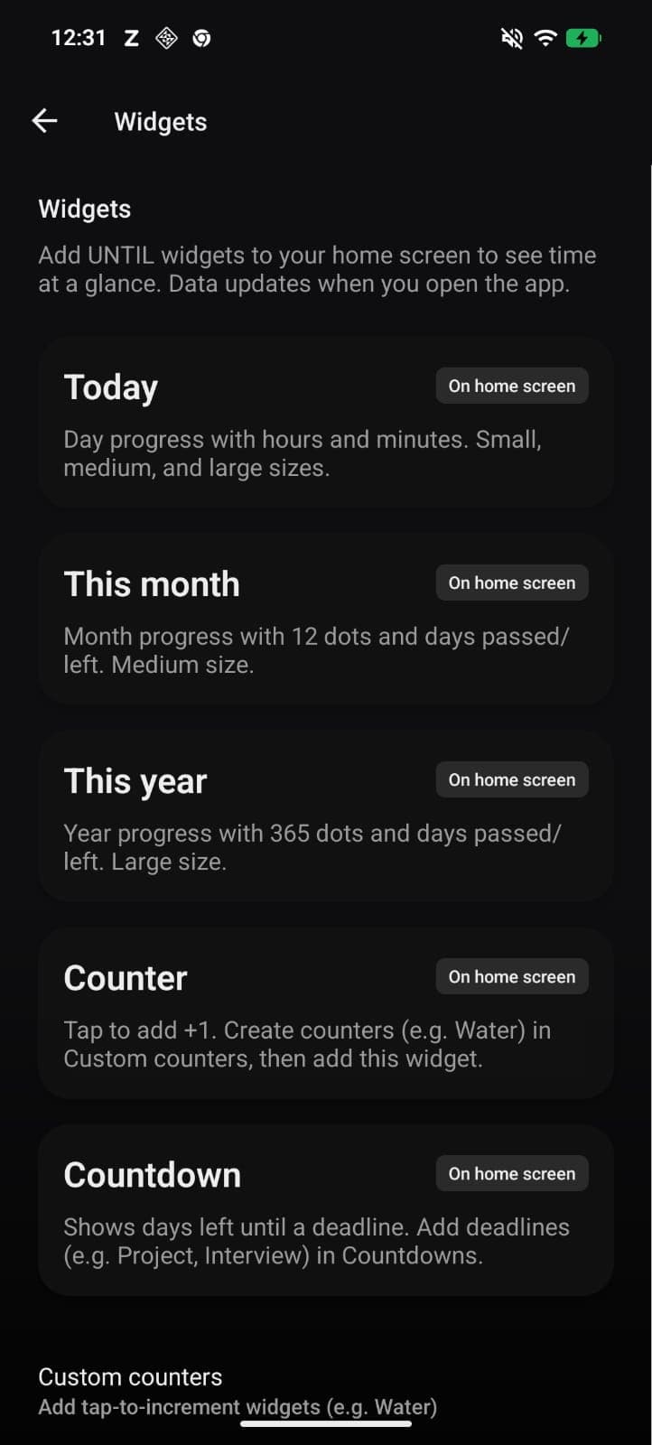 UNTIL on Android, screenshot 3